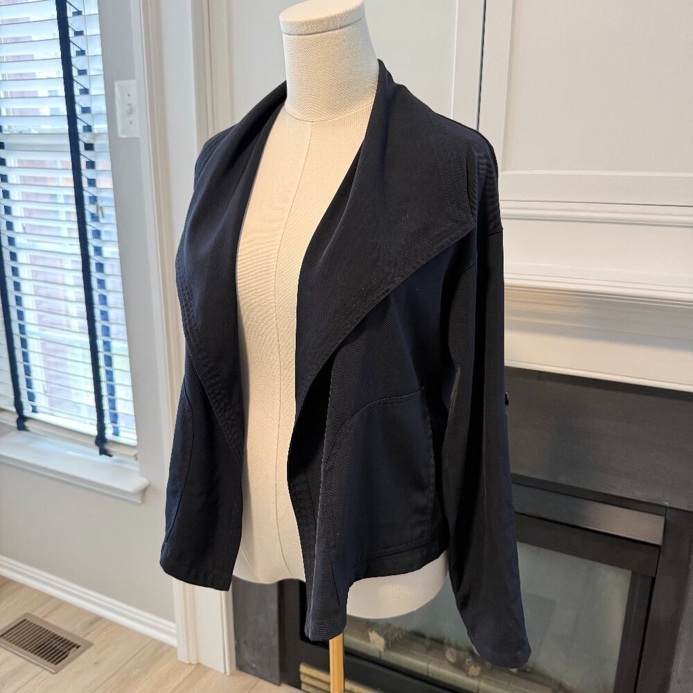 🔵 Navy Open Front Drape Jacket | Max Studio London | Size S